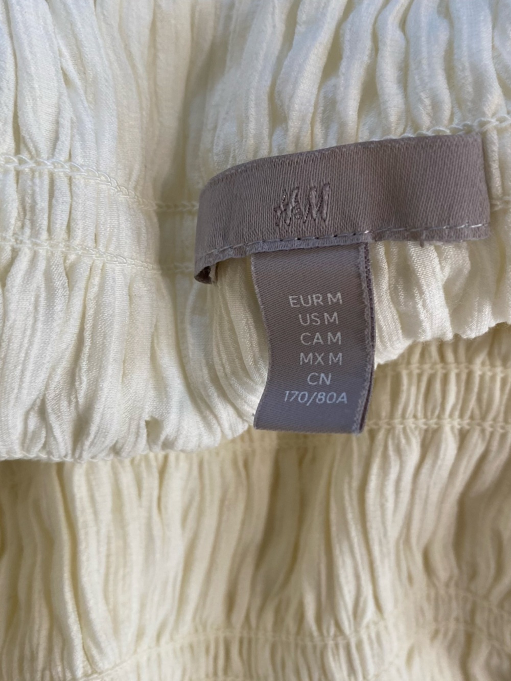 H&M Cream Smocked Waist Midi Skirt - Picture 3 of 5